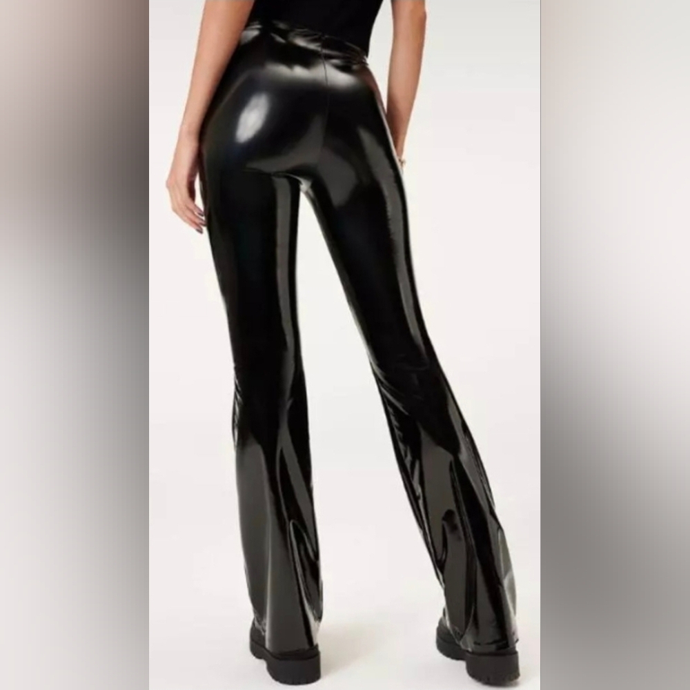 Black Glossy Women's Pants